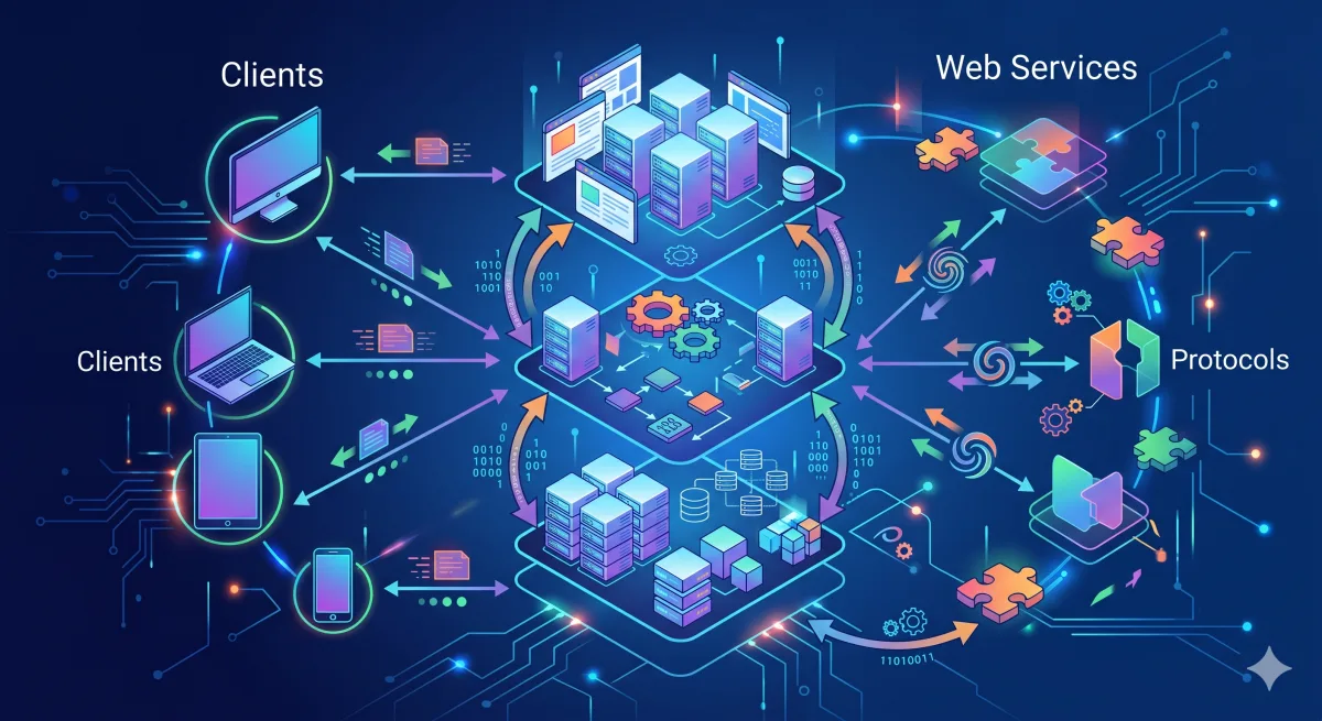 Arquitectura de sistemas cliente/servidor y multicapas: componentes y operación. Arquitecturas de servicios web y protocolos asociados.